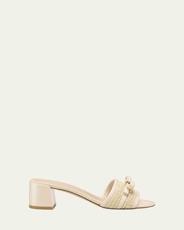 Felicity Raffia Bow Mule Sandals